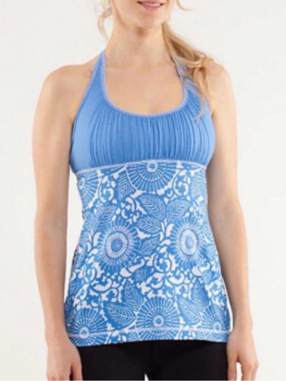 Lululemon NAMASTE Tank size 8 Beachy Blue Floral Halter Top